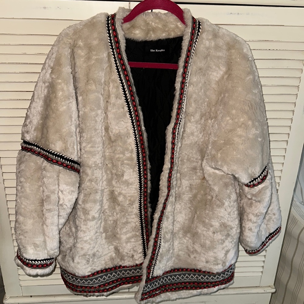 The Kooples Sherpa Jacket Cardigan with Embroidery